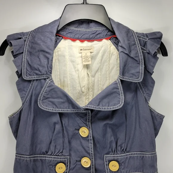 Elevenses Anthropologie Ruffle Button Top Womens 8 Dainty Festival Prairie Boho - Picture 3 of 11